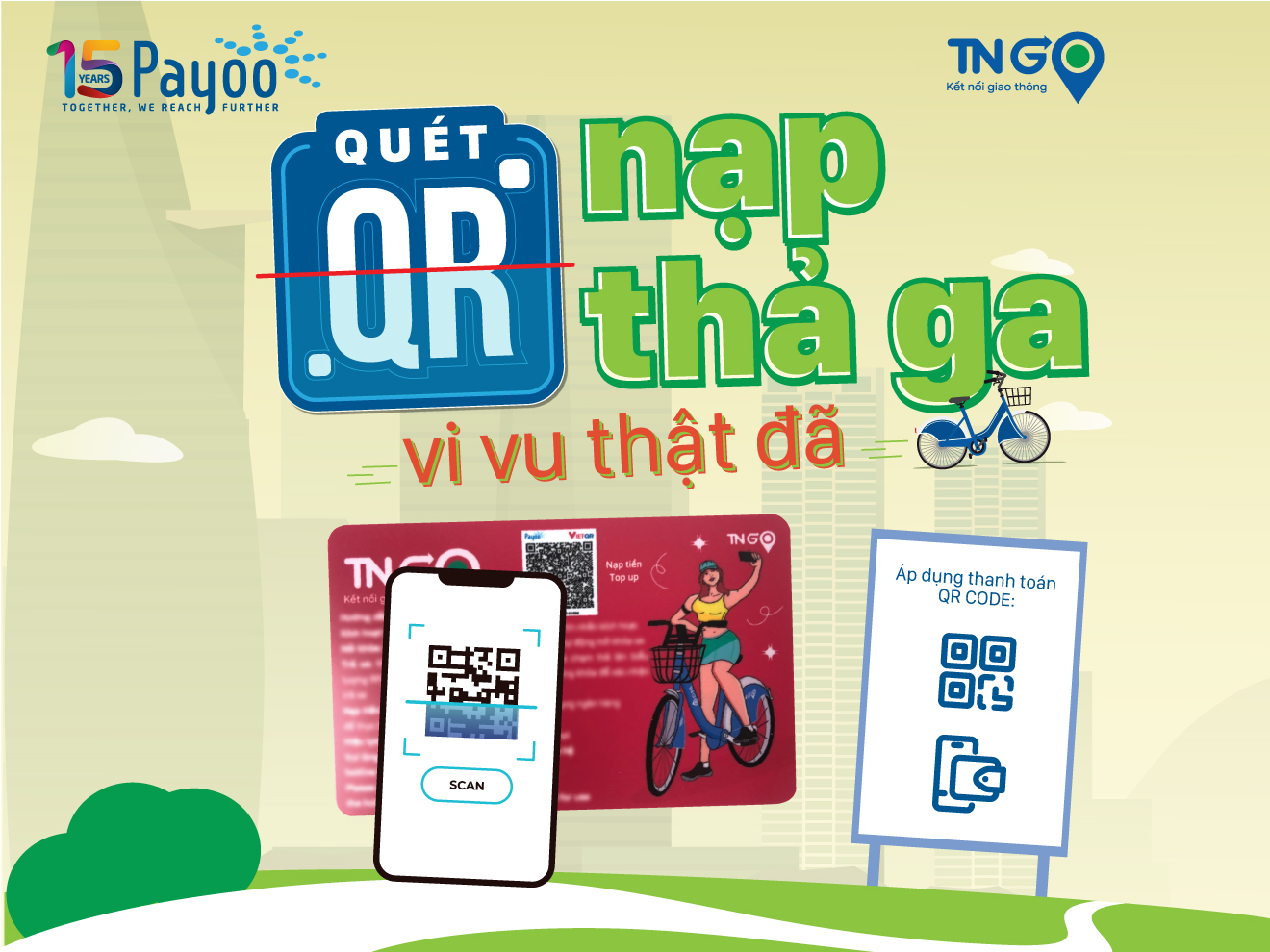 Chạm thẻ TapGo, mở khóa vi vu cùng xe đạp TNGo