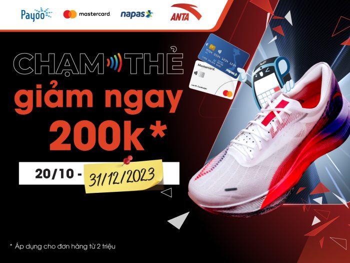 ANTA gia hạn ưu đãi giảm ngay 200.000đ cho chủ thẻ Mastercard và Napas đến 31/12