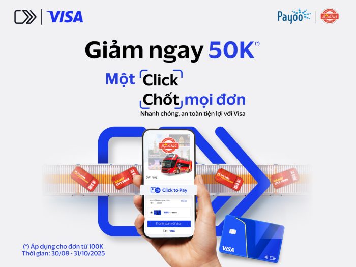 Khám phá thành phố từ xe buýt cao tầng Hop-on Hop-off, giảm ngay 50.000đ với Click to Pay | Visa