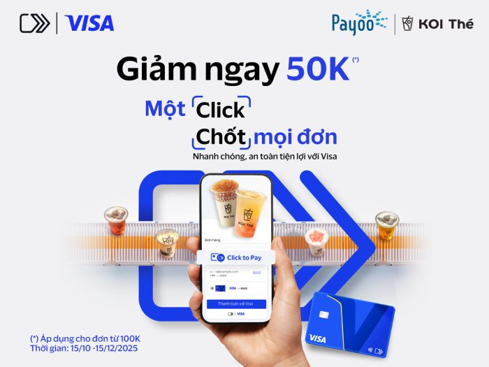 Nhâm nhi trọn vị KOI Thé, giảm ngay 50.000đ với Click to Pay | Visa